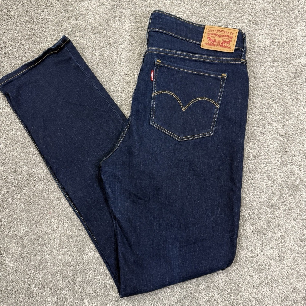 Levis 712 Slim Jeans Womens Size 31 x 32 Dark Blue Mid Rise Stretch Denim